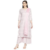 Anni Designer Women'S Cotton Straight Kurta With Palazzo & Dupatta (Doli Pink_Gsk_L_Pink_Large),Pink,L