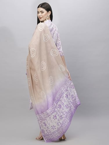 Anni Designer Women'S Cotton Blend Straight Printed Kurta With Pant & Dupatta (Jalpari Purple_Xl_Purple_X-Large),Purple,XL,Cotton Blend,Jalpari Purple_1443,