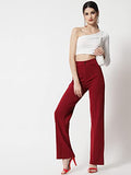 Kotty Women Regular Fit Multicolor Viscose Rayon Trousers,Berry Maroon::MidnigApparel,28
