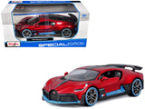 Bugatti Divo Red Metallic with Carbon and Blue Accents Special Edition 1/24 Diecast Model Car by Maisto