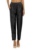 Floreos Regular Fit Silk Pearl Pant For Women (Black, 30)