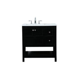 Elegant Decor Theo 32 Zinc Alloy Mdf Single Bathroom Vanity In Black