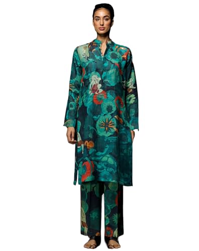 Gosriki Women'S Chanderi Cotton Straight Printed Co-Ord Set (Kareena Green Co-Ord-Nkl-Gs_M_Green_Medium),Green,,B0CM9LRYFL
