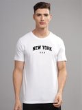 Adro Mens New York Printed Tshirt For Men - Premium Cotton T Shirt For Men - Urban Stylish T-Shirt In Regular Fit White T-Shirt