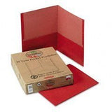 TwinPocket Folders, Letter, 100 Sh Cap, 25/Box, Red