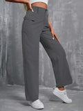 Toplot Cotton Solid Multi-Pocket Cargo Pant For Women (Wide-Leg-Cargo-5195-Dark Grey-34),Dark Grey,34,B0D9VLP7KD