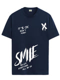 Adro Mens Smile Printed Cotton T-Shirt_Rn24-L2-Smile-Nb-Xl Navy Blue