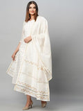 Anni Designer Women'S Cotton Blend Straight Printed Kurta With Pant & Dupatta (Saligram Cream_3Xl_Cream_Xxx-Large),Cream,3XL,Cotton Blend,Regular,Dupatta