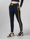 Fyltr Women'S Joggers With Side Tape Detailing - Elasticated Waistband | Contrast Drwacord | Elastic Hem,Vainly Navy,Vainly Navy,28