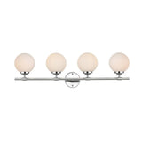 Living District Ansley 4-Light Iron & Glass Bath Sconce In Chrome/Frosted White