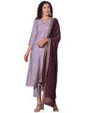 Gosriki Women'S Rayon Viscose Printed Straight Kurta With Pant & Dupatta (Udh Purple-Vks03-Gs_L_Purple_Large),Purple,,B0F38JHNXN