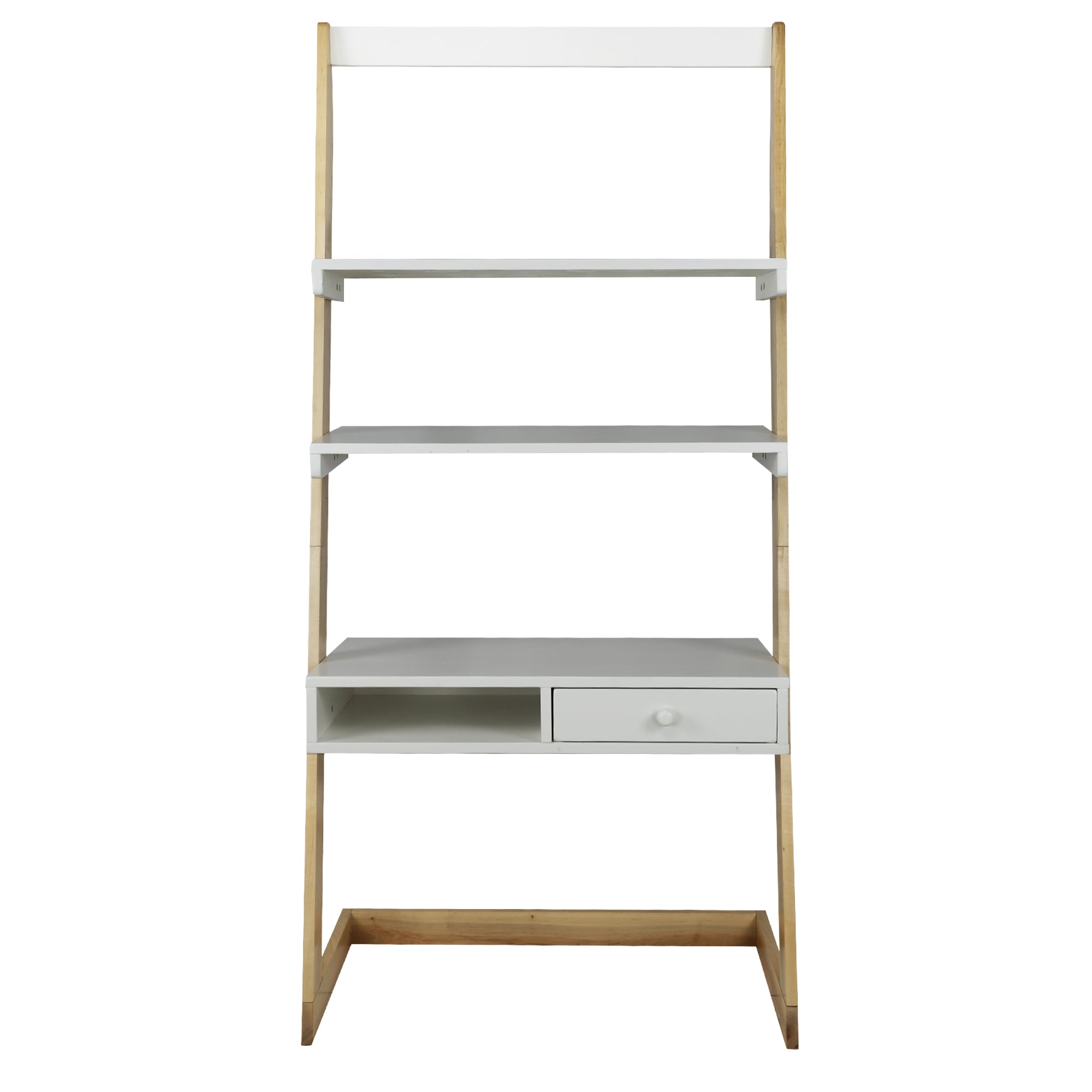 Freestanding Ladder Desk With Drawer, Solid American Maple Frame