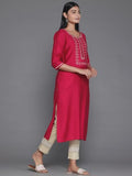 Libas Women'S Silk Printed Straight Kurtas (29645C Pink