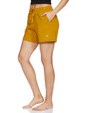 Enamor Essentials Women'S Mid Rise Relaxed Fit Thigh Length Breathable Pure Cotton Shorts With 2 Side Pockets - E062(E062-Mustar