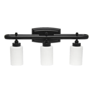 All The Rages Essentix 3-Light Metal Vanity Fixture With Opaque Shade In Black