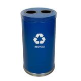 Witt Industries Steel 36-Gallon 2 Opening Recycling Container With 2 Plastic Liners, Legend Recycle, Round, Blue (Pack Of 2)