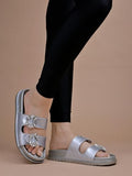 Shoetopia Embellished Silver Flats For Women /Eu38,Silver,5,B0DM667J4W