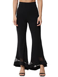 Kotty Women Regular Length Jet Black Solid Trousers(Jet Black,32)