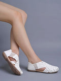 Shoetopia Women'S White Woven Ballerina Flats Ethnic Style Comfortable Slip-On Juttis With Closed Toe For Casual & Festive -Eu42,White,9,B0DK7BQ33J
