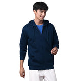 Adro Mens Cotton Solid Zipper Hoodie Sweatshirts (Zh23-Pln-Nb_Navy_2Xl)