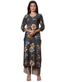 Gosriki Women'S Rayon Blend Straight Printed Kurta With Pant (Kejri Grey-Gs_M_Grey_Medium),Grey,,B0DRNMMRYW