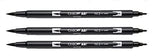 Tombow Dual Brush Pen, Black (66621) (3PACK)