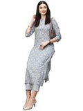 Anni Designer Women'S Cotton Blend Straight Printed Kurta With Pant (Babita Grey_Xl_Grey_X-Large),Grey,XL