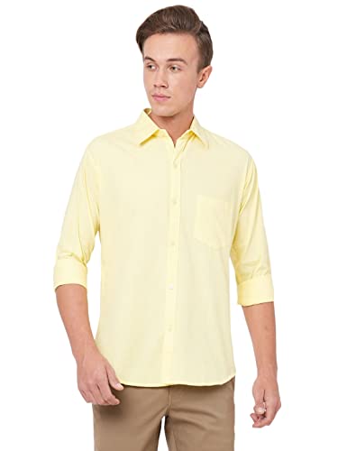 Anni Designer Men'S Cotton Blend Solid Slim Fit Casual Full Sleeves Shirt (Rikk-Yellow-An_Xxl_Yellow_Xx-Large),Yellow,2XL