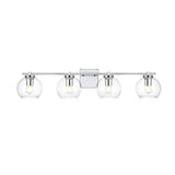 Living District Juelz 4-Light Iron & Glass Bath Sconce In Chrome/Clear