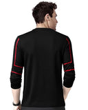 Eyebogler Mens Cotton Blend Round Neck Full Sleeve Printed Tshirt Black Red,Black RedApparel,M