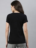 Enamor Essentials E067 Basic Slim Fit Tee For Women,Jet BlackApparel,S