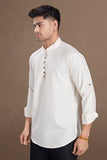 Divisive Men'S Cotton Relaxed Fit Short Kurta (Dkrt1065_L_Cream)