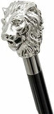 Waziha Nautical Walking Hand Cane Stick Designer Handmade Walking Stick for Men & Women Solid Metal and Natural Wood (Silver Lio