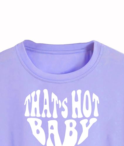 Toplot Text Printed Round Neck Crop Top For Women (Baby-Crop-Top-5200-Purple-L),Purple,,B0DCTHQVZV
