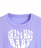Toplot Text Printed Round Neck Crop Top For Women (Baby-Crop-Top-5200-Purple-S),Purple,,B0DCTH3K87