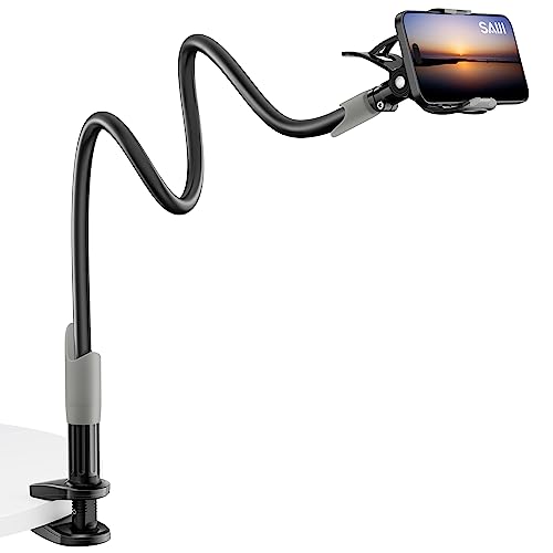 Saiji Gooseneck Bed Phone Holder, Flexible Long Arm Phone Mount For Desk, Clip Bracket Clamp Stand For 4.0-6.5'' Mobile Cell Pho
