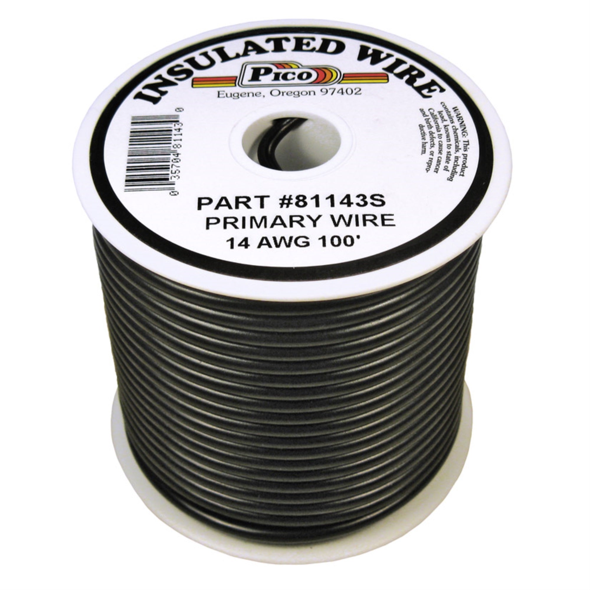 Pico Wiring Accessories 81143S Primary Wire - 14 Awg, Black, 100' Spool