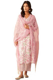Anni Designer Women'S Cotton Blend Straight Printed Kurta With Pant & Dupatta (Gojari Peach-Nw_M_Peach_Medium),Peach,M