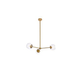 Living District Briggs 3-Light Mid-Century Metal Pendant In Brass And Clear