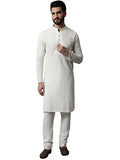 Jompers Men Cream Embroidered Pure Cotton Kurta With Pyjamas (Cream, M)