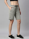 Enamor Athleisure Shorts For Women With Pockets With Adjustable Waist Used For Gym Yoga Workout (A702_Army Green Melange_L)