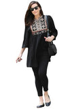 Anni Designer Women'S Tunics Tops Rayon Viscose Embroidered Short Top For Women (Belliza Black_Xl_Black_X-Large),Black,XL