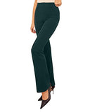 Leriya Fashion Women's Yoga Dress Pants Stretchy Work Slacks Business Casual Office Straight Leg/Bootcut Elastic Waist with 2 Pockets Regular Fit Trouser (Medium Green),Green