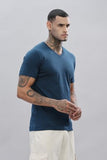 Adro Men'S V Neck Solid Cotton T-Shirt (Vn-M-Pln-Sb_Teal_S)