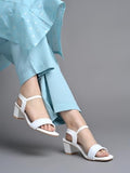 Shoetopia Solid White Block Heeled Sandals For Women & Girls /Eu41,White,8,B0F317DLCV