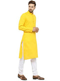 Gauri Laxmi Enterprise Gle Men'S Cotton Blend Kurta Pyjama Set, (Small, Yellow)