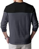 Eyebogler Men'S Round Neck Regular Fit Colorblocked Full Sleeves T-Shirt,Charcoal Grey Black Apparel,2XL