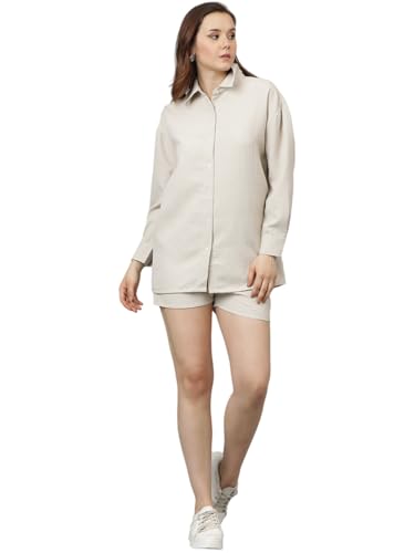Kotty Women'S Shorts With Co-Ords Set(Beige,M)