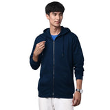 Adro Mens Cotton Solid Zipper Hoodie Sweatshirts (Zh23-Pln-Nb_Navy_2Xl)