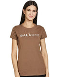 Enamor Essentials Women'S Short Sleeve Crew Neck Slim Fit Breathable Stretch Cotton Tee With Graphic - E147(E147-Mocha-M)